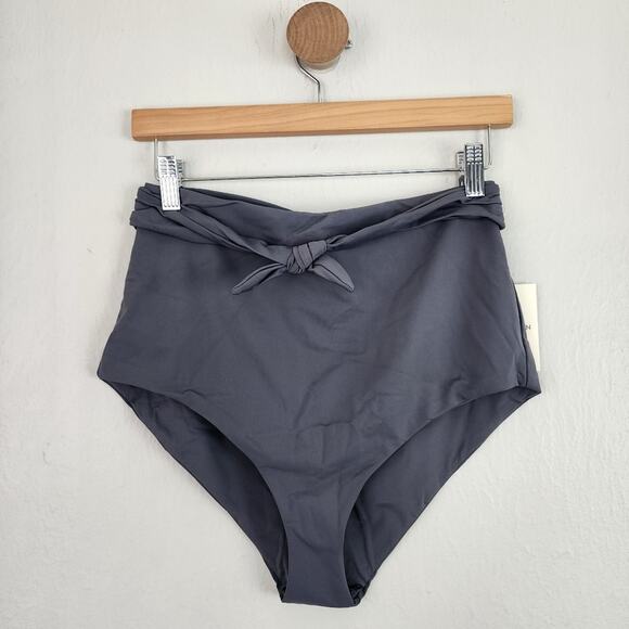 NEW Mara Hoffman Jay High Waist Tie Front Bikini Swim Bottom Falco Gray - Picture 1 of 10